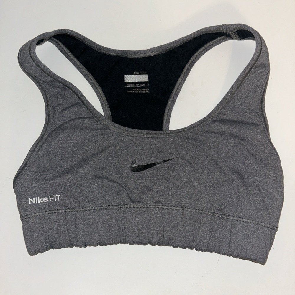 Nike FIT Charcoal Grey Sports Bra Womens Size XS(0-2) Activewear Workout Fitness